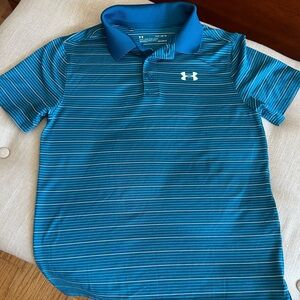 Under Armour Kids Polo in Blue with White Stripes